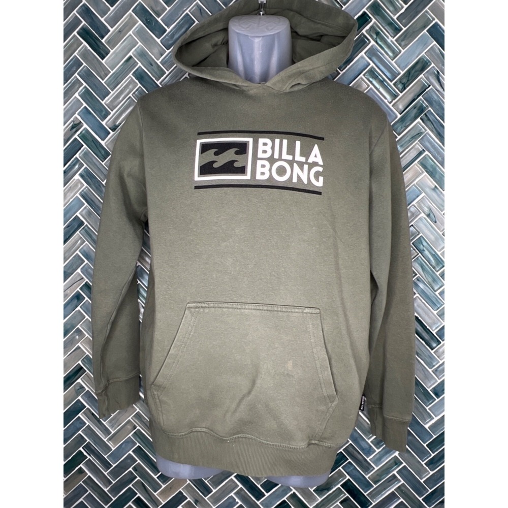 YOUTH XL BILLABONG LONG SLEEVE HOODED PULLOVER SWEATSHIRT HOODIE OLIVE GREEN